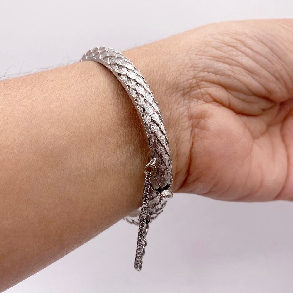 Trifari Bracelet with Safety Chain Silver Tone